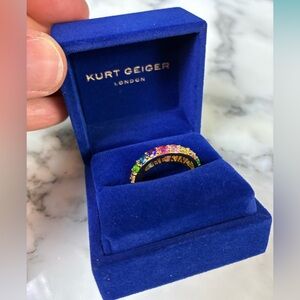 Kurt Geiger London Multicolor Crystals & Be Kind Print Size 8 Brand New Ring